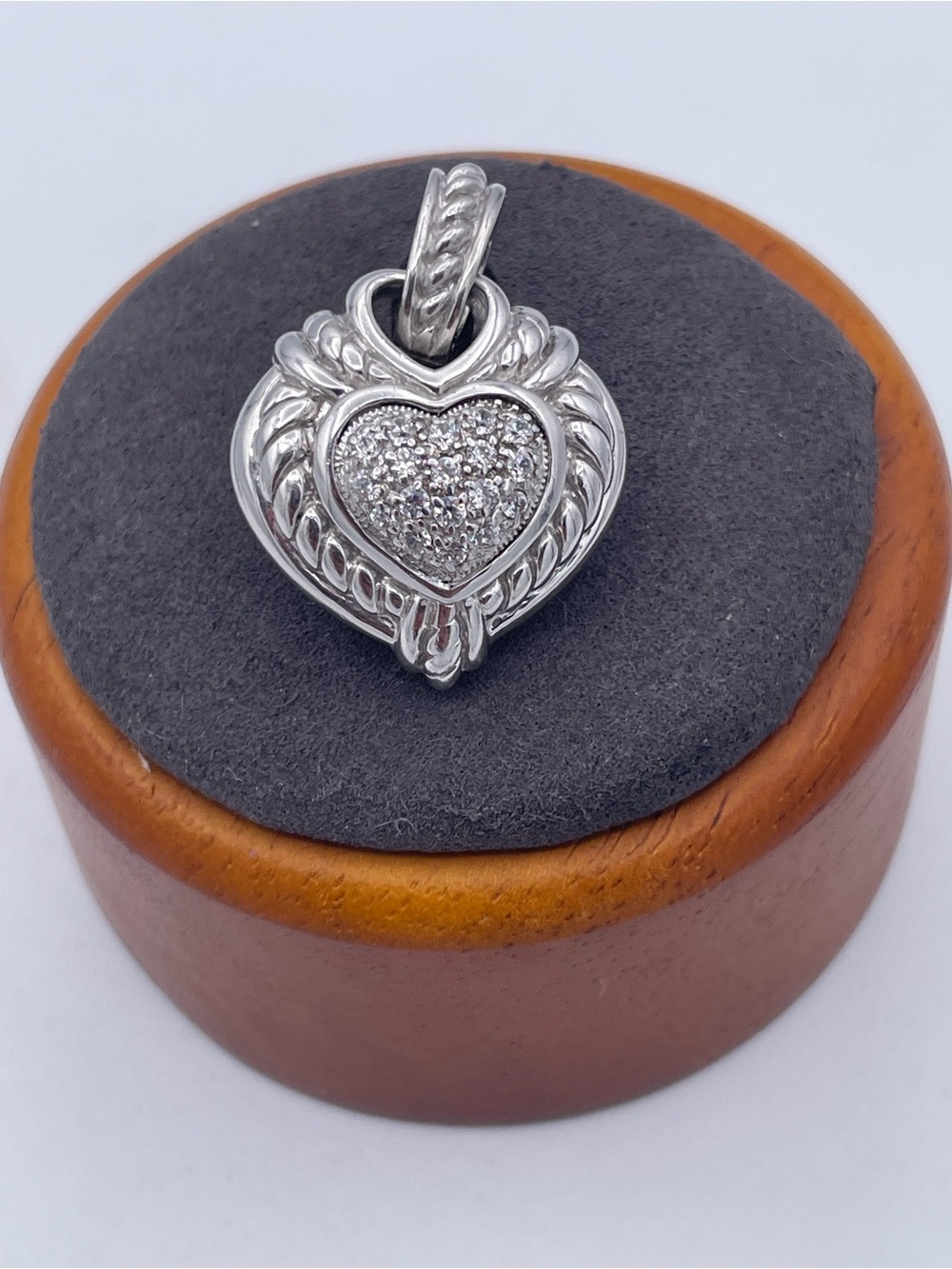 Judith Ripka Heavy Chunky Reversible Heart Enhancer Pendant Sterling Silver 925